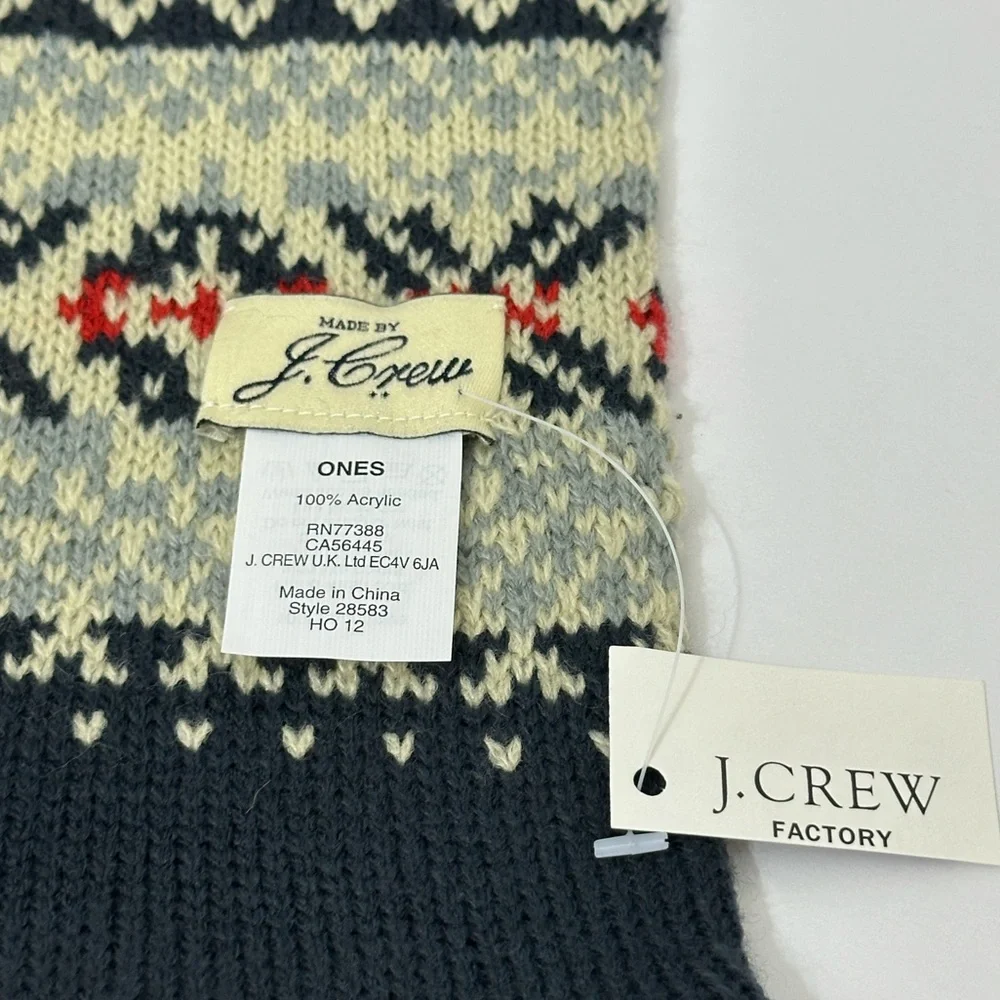 J.Crew || Woman’s |Unisex Fair Isle  Navy Fringe Scarf size one size